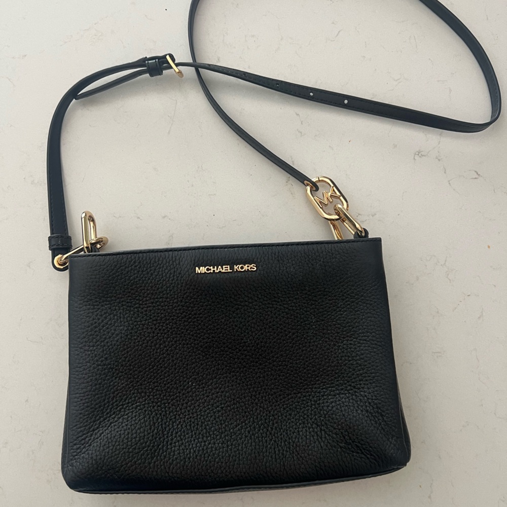 Michael Kors Black Crossbody Bag with Gold Accents